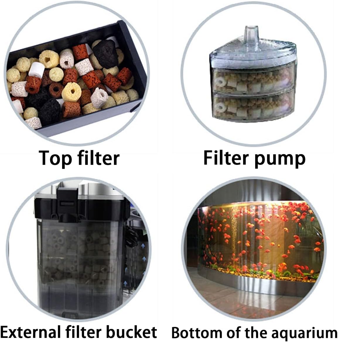 GOLDEAL Bio Balls – Juego de anillos de cerámica, medios de filtro biológico para acuario con bolsa de malla para pecera y estanque, filtro de