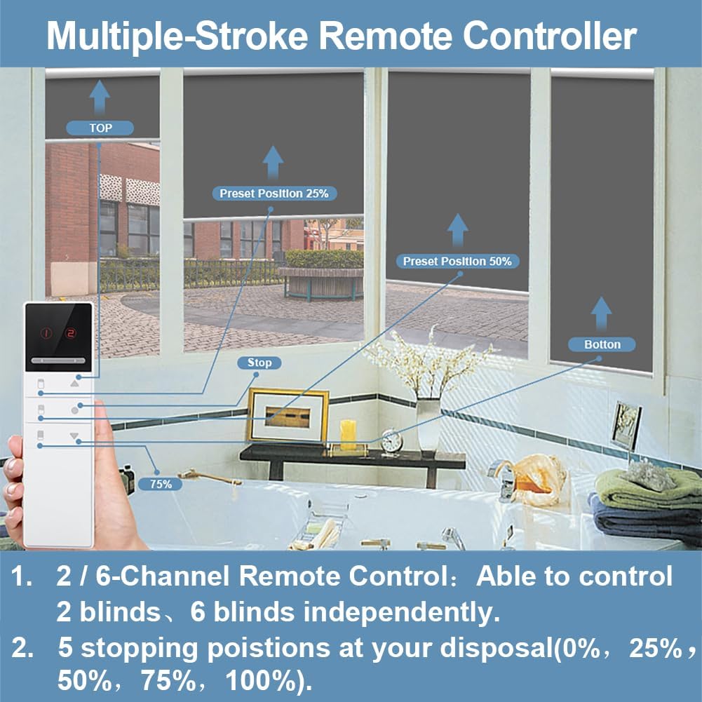 TIPIACE Persianas motorizadas recargables que funcionan con Alexa Google Home a través de control remoto Hub, oscurecimiento completo, impermeables,
