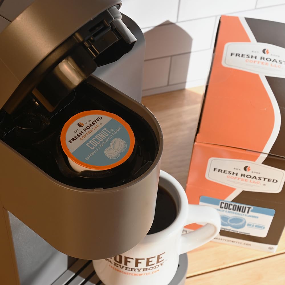 Fresh Roasted Coffee, Cápsulas de café con sabor a coco, 24 unidades