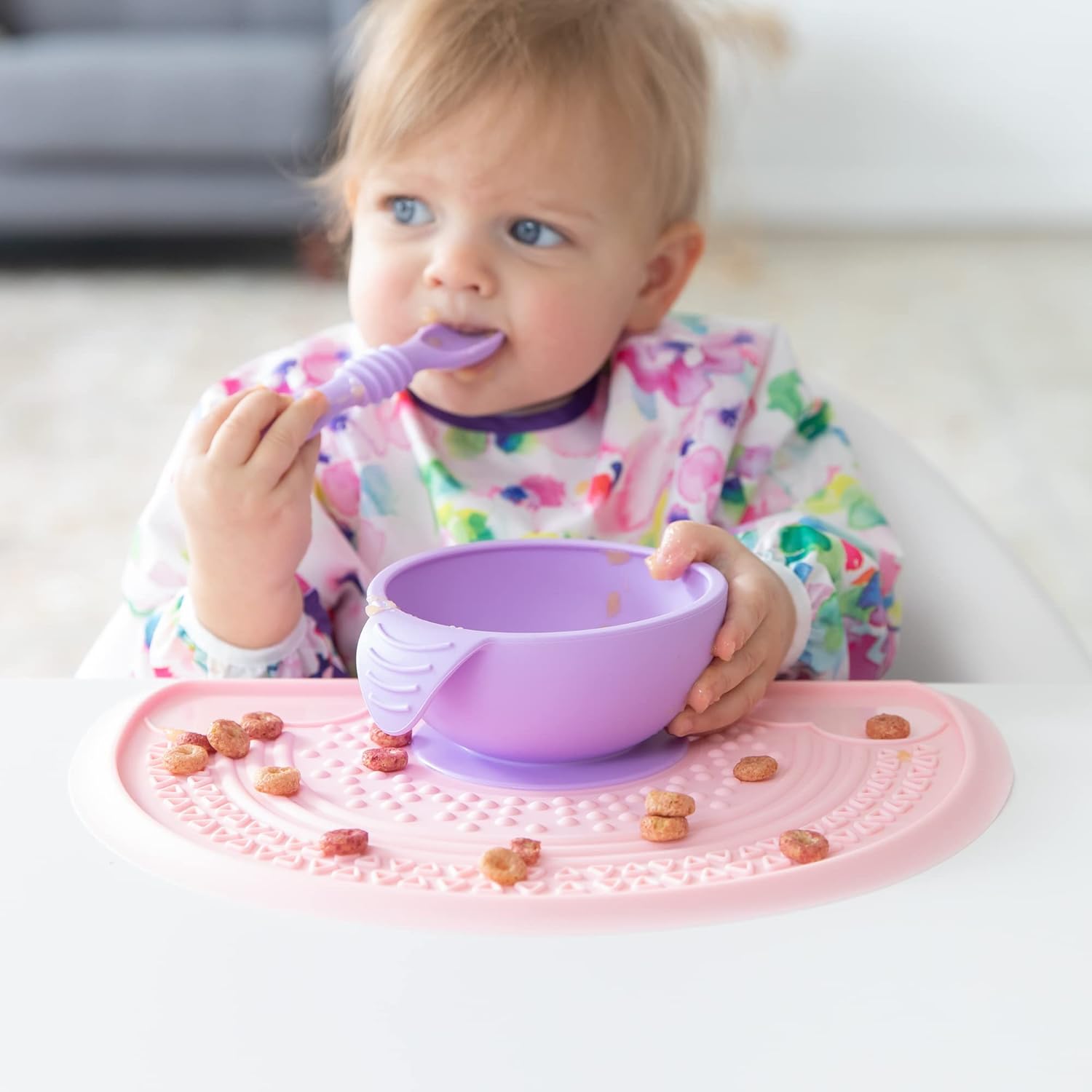 Bumkins Mantel individual sensorial de silicona para bebés, para bebés y niños pequeños, tapete de succión para restaurantes, sillas altas y mesas,