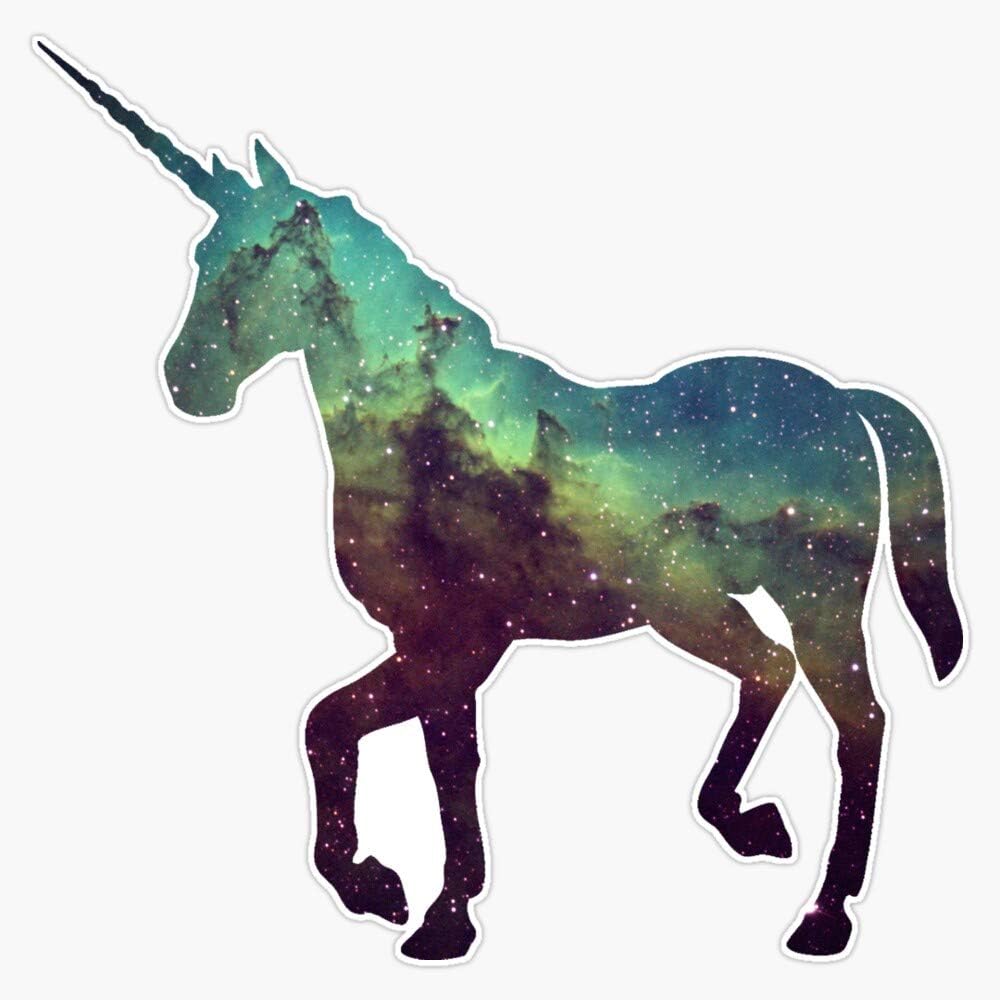Adhesivo de vinilo impermeable con diseño de unicornio espacial para coche, laptop, ventana, 5 pulgadas