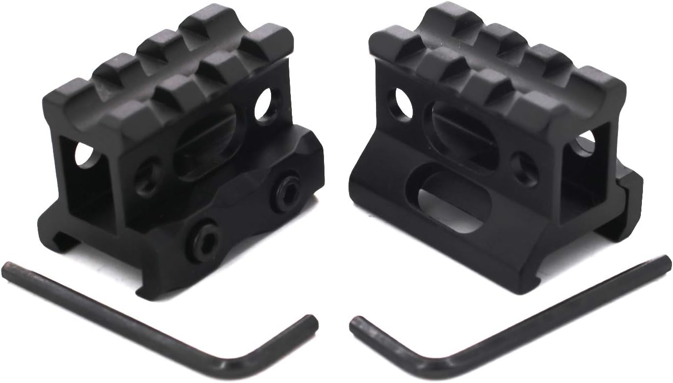 2 PCS Super Slim Picatinny Riser Mount 1″ Alto 3 ranuras MT Picatinny Rails para puntos rojos