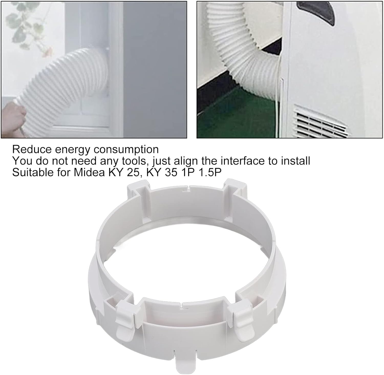 Conector de manguera de escape de aire acondicionado, tubo de escape de aire acondicionado móvil de 7.5 in, conducto de escape redondo para Midea