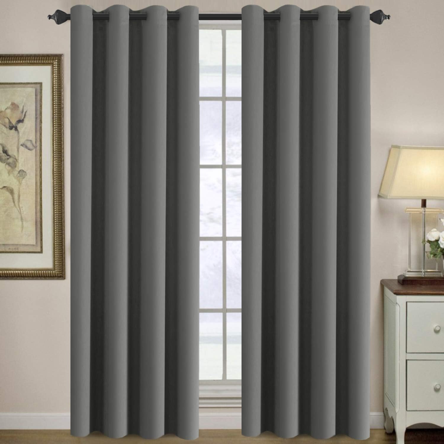 H.VERSAILTEX – Cortinas opacas prémium con ojales para oscurecimiento de dormitorios, salas de estar, puertas y ventanas, 1 panel, 52pulgadas de