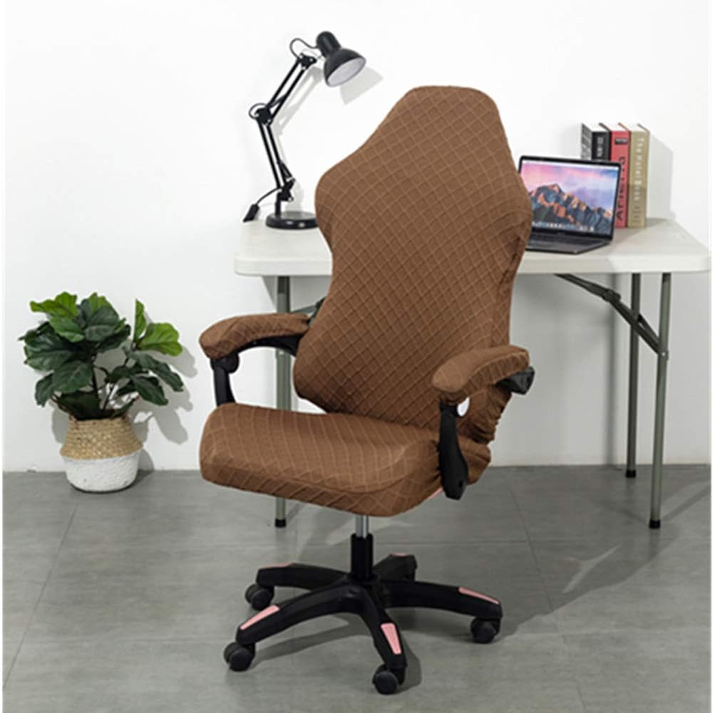 Sin silla. Solo fundas para sillas de juegos, fundas elásticas de poliéster para silla reclinable de juegos de carreras (café)