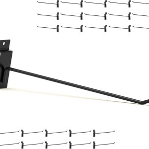 Ganchos de pared negros de 10 pulgadas, 25 piezas, accesorios de pared de listones resistentes, colgador de herramientas de pared de listones Ganchos de pared negros de 10 pulgadas, 25 piezas, accesorios de pared de listones resistentes, colgador de herramientas de pared de listones