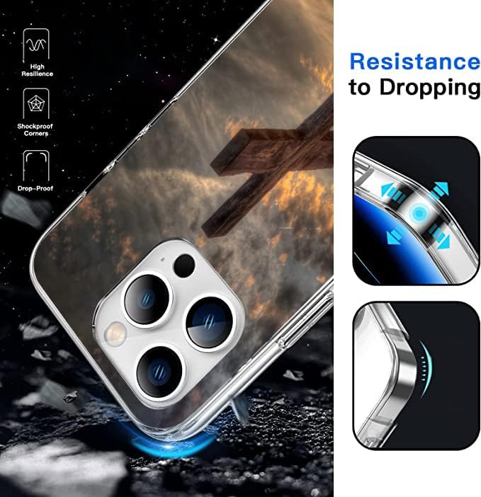 Funda compatible con iPhone 14 Pro  Funda de teléfono retro Dusk Christian Cross funda delgada y suave TPU a prueba de golpes