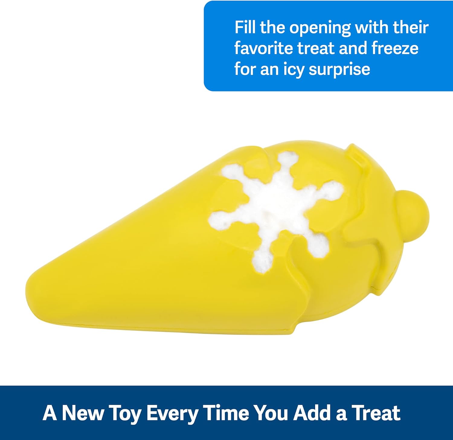PetSafe Frosty Cone – Juguetes para perros  Juguete masticable para llenar y congelar golosinas  Goma sin BPA  Aroma de vainilla francesa
