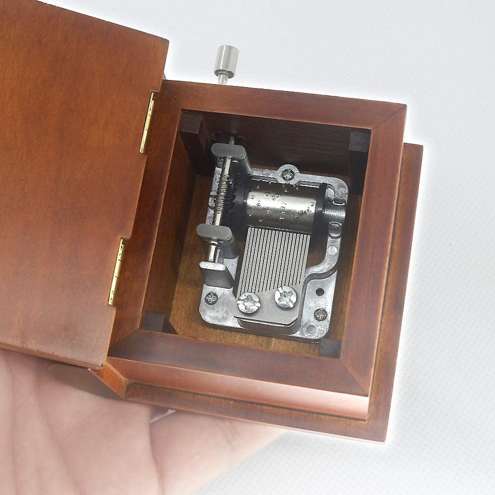 Caja de música de libro de madera, manivela antigua, joyería tallada, cajas musicales, Navidad, cumpleaños, día de San Valentín, regalos, reproduce