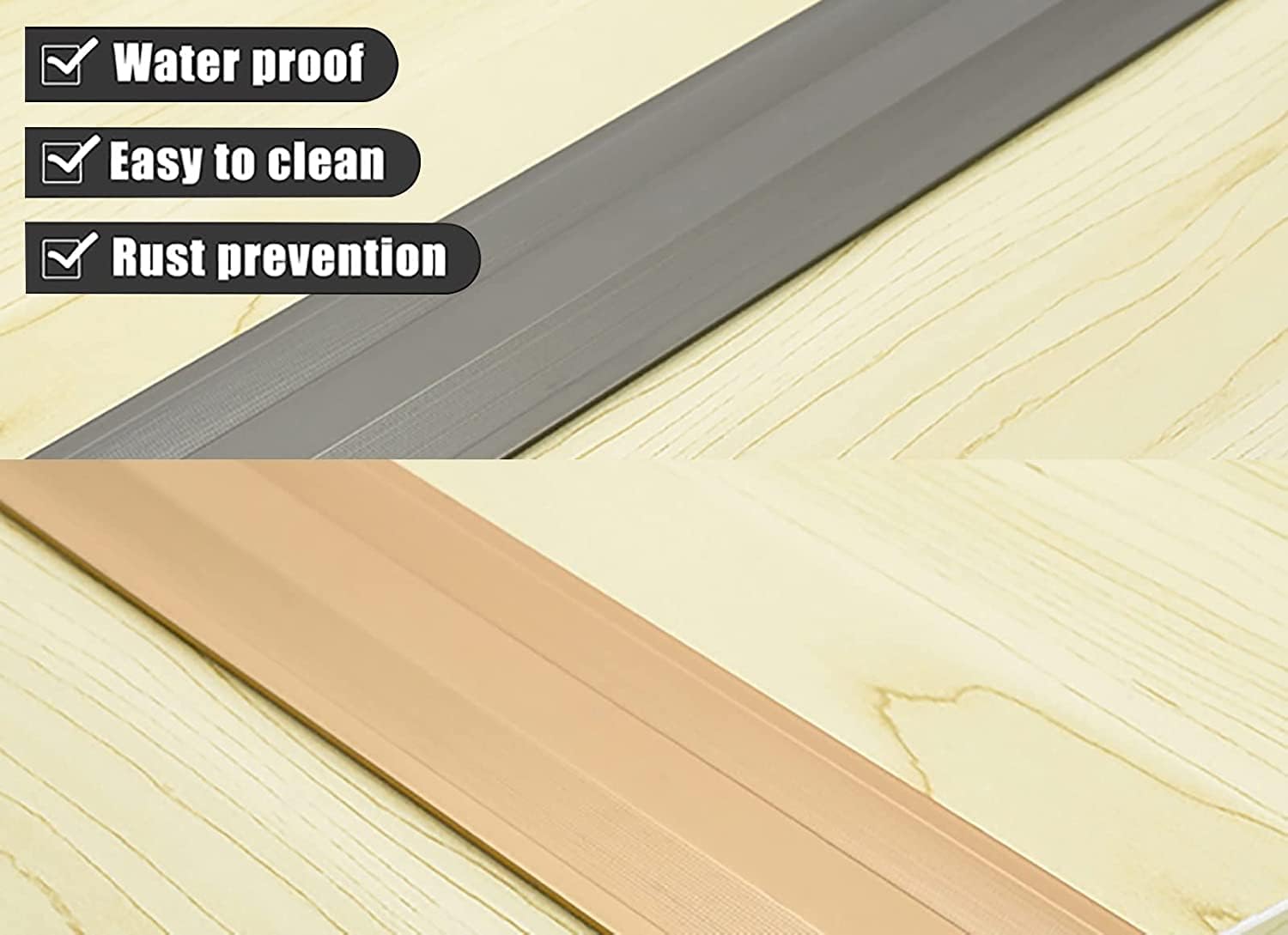 T-Shaped Threshold Strips Flooring Transition Strip Non-Slip Transition Bars Floor Reducer Vinyl Edge Trim for Interior Doors