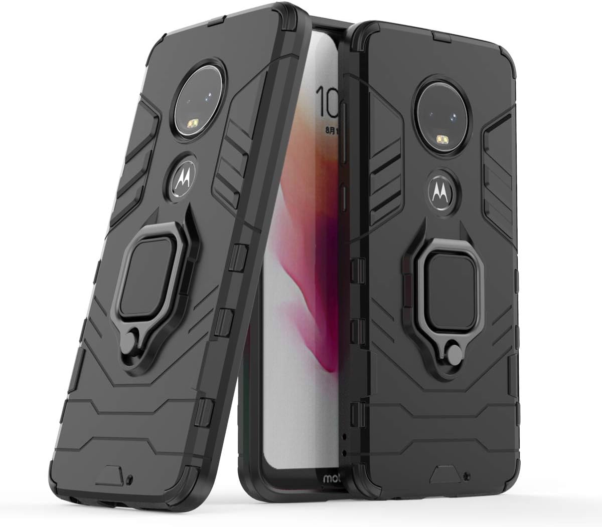 Funda para teléfono Moto G7G7+Revvlry Plus con protector de pantalla de vidrio templado y soporte para anillo, accesorios delgados para celdas duras