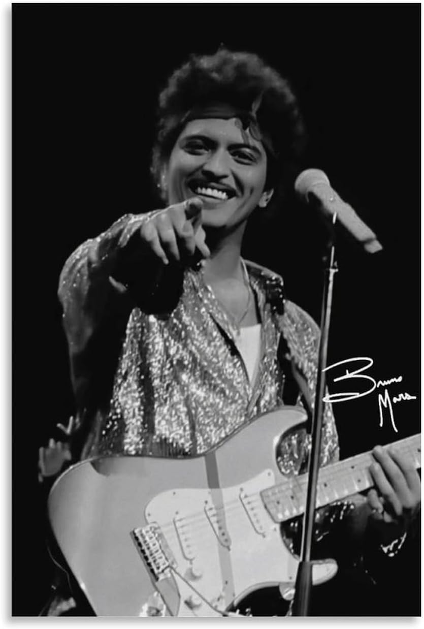 zykaa Póster en vivo de Bruno Mars Singer con portada de álbum de música, decoración de lienzo para dormitorio, póster artístico sin marco, 12 x 18
