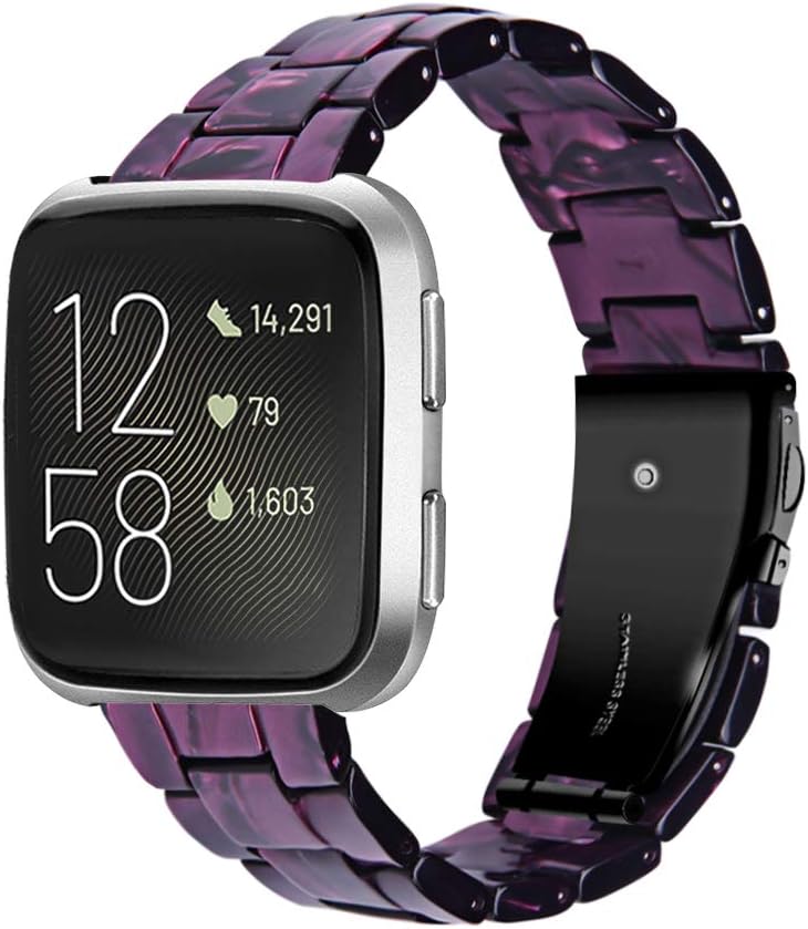 Pulsera de resina compatible con Fitbit Versa 2Versa LiteVersa Band para mujer, correa de pulsera de repuesto de metal con hebilla de acero