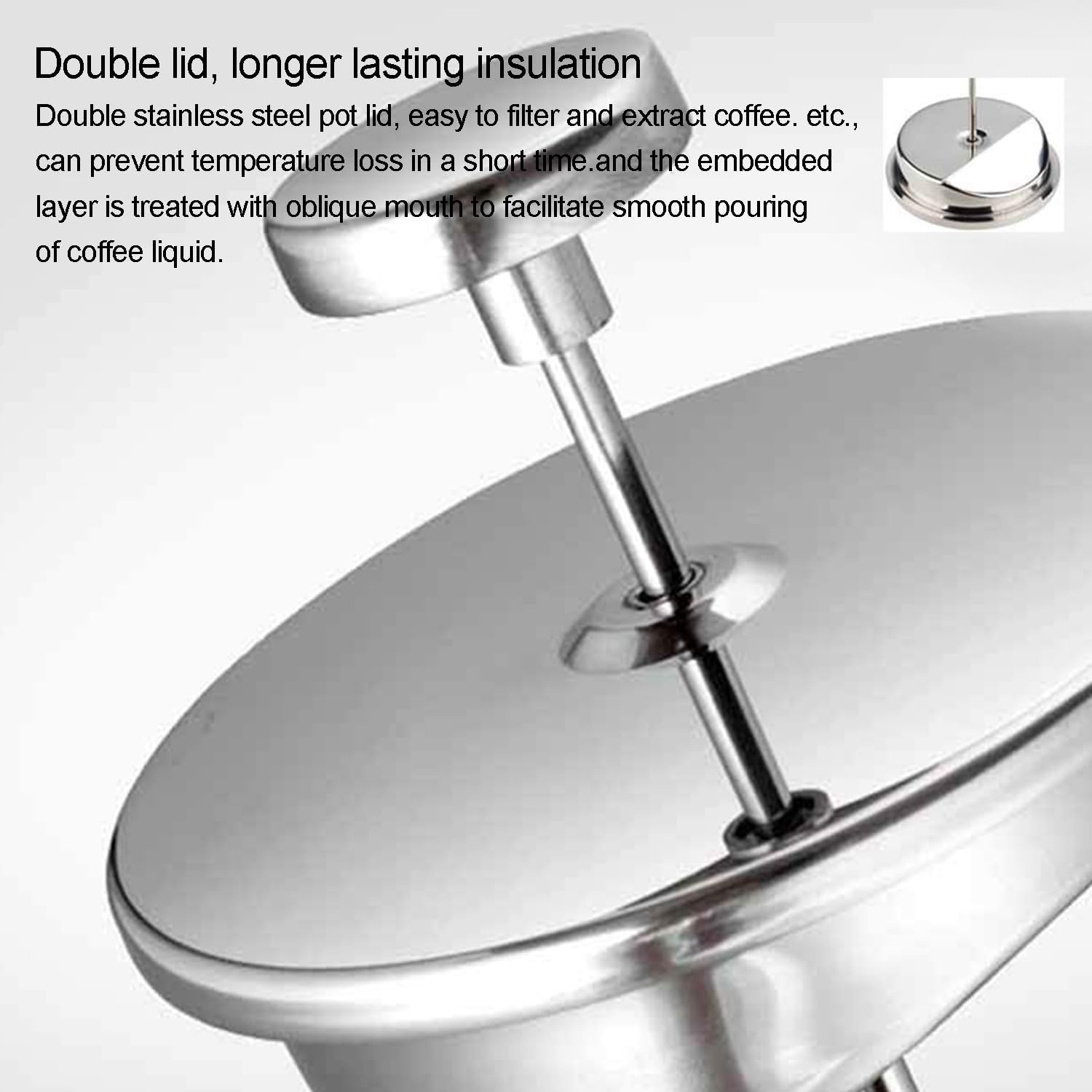 French Press – Cafetera de doble pared de acero inoxidable de grado 304 para café expreso y tetera, sin óxido, apta para lavavajillas, 34 onzas (1