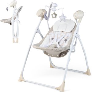 BABY JOY Columpios de bebé para bebés, balancín portátil para bebés con 5 velocidades de oscilación, respaldo ajustable de 3 posiciones, 3 ajustes BABY JOY Columpios de bebé para bebés, balancín portátil para bebés con 5 velocidades de oscilación, respaldo ajustable de 3 posiciones, 3 ajustes