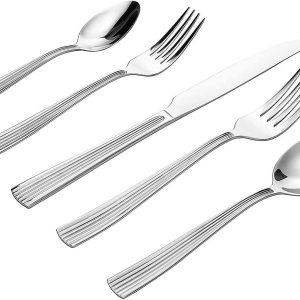 Empire – Juego de cubiertos de 40 piezas (cena, tenedor de ensalada, cuchillo, cuchara, cucharadita) apto para lavavajillas, servicio para 8 personas Empire – Juego de cubiertos de 40 piezas (cena, tenedor de ensalada, cuchillo, cuchara, cucharadita) apto para lavavajillas, servicio para 8 personas