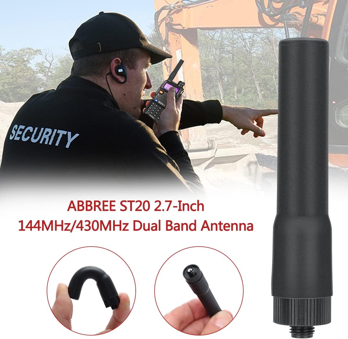 ABBREE – Mini antena de radio de jamón hembra SMA de 2.7 pulgadas de doble banda VHF UHF 144MHz430MHz antena Walkie Talkie para GMRS Radio BAOFENG