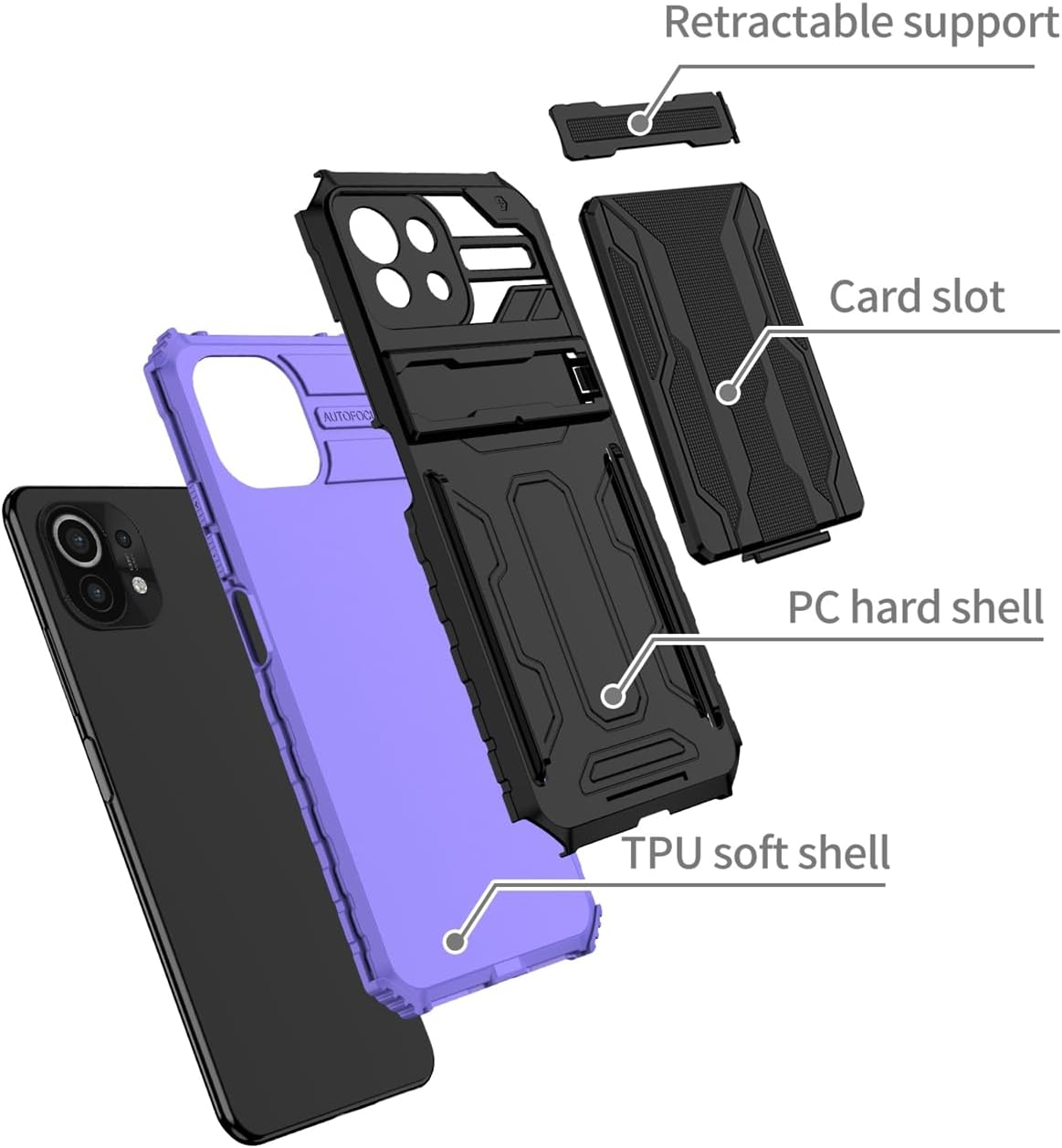 GTBDEKI Funda de teléfono para Xiaomi 11 Lite 5G11 Lite 5G NEMi 11 Youth M2101K9AG Funda con protector de pantalla, billetera desmontable titular de