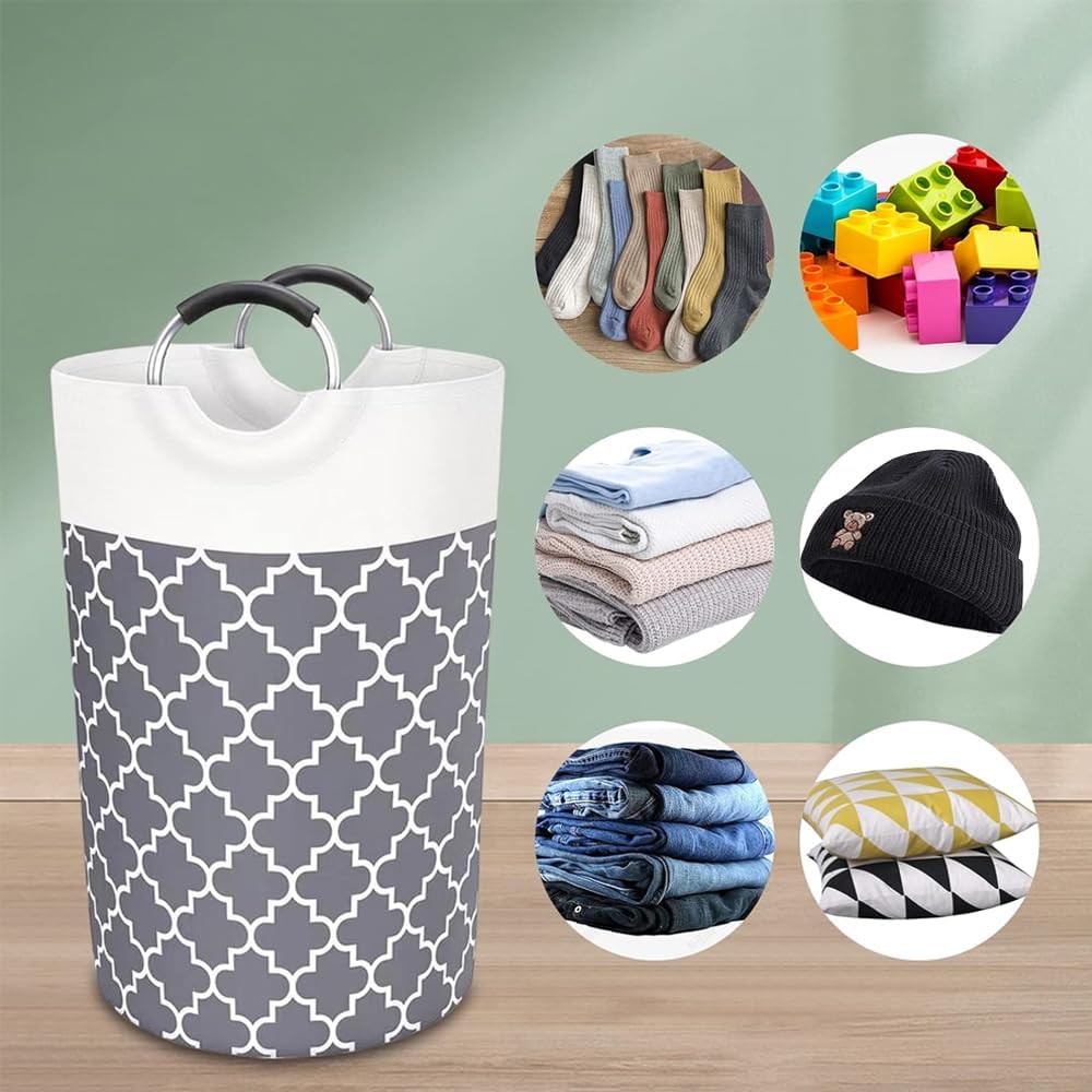 Cestas de lavandería 82L más grandes, impermeables, plegables, con asas de aluminio protegidas de espuma, para lavandería, dormitorio, familia