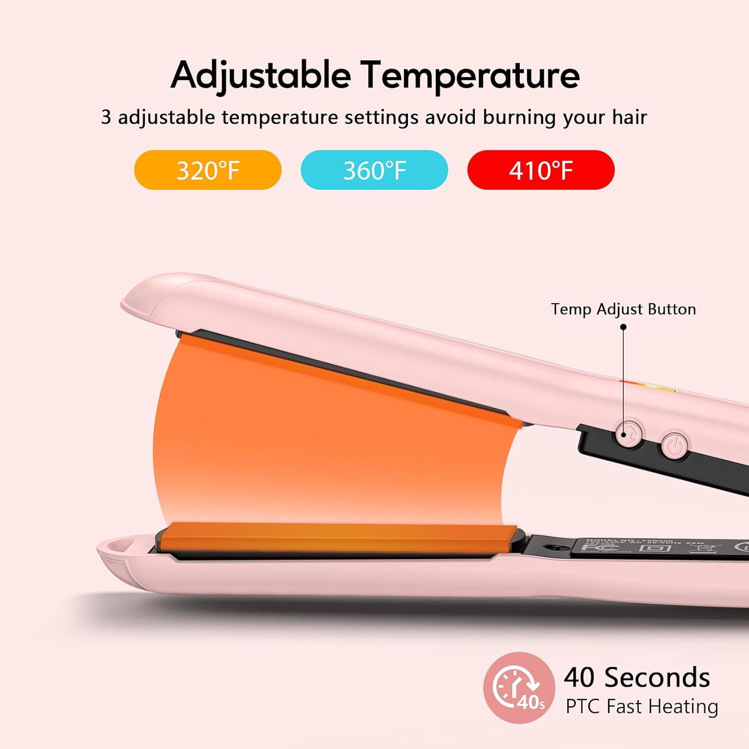 Terviiix Mini plancha de pelo con temperatura ajustable, mini plancha plana de tamaño de viaje, mini planchas planas para cabello cortorizos,