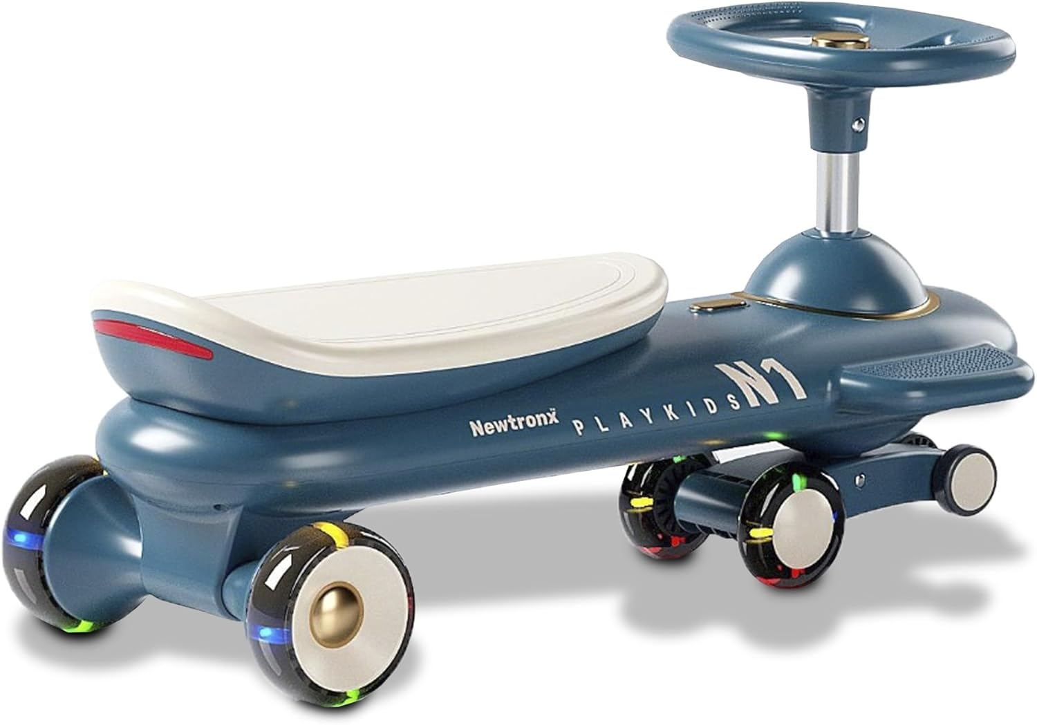 Newtronx N1 Wiggle Car para niños, auto oscilante, juguete de montar con ruedas LED intermitentes, sin baterías, utiliza giro, giro, movimiento de