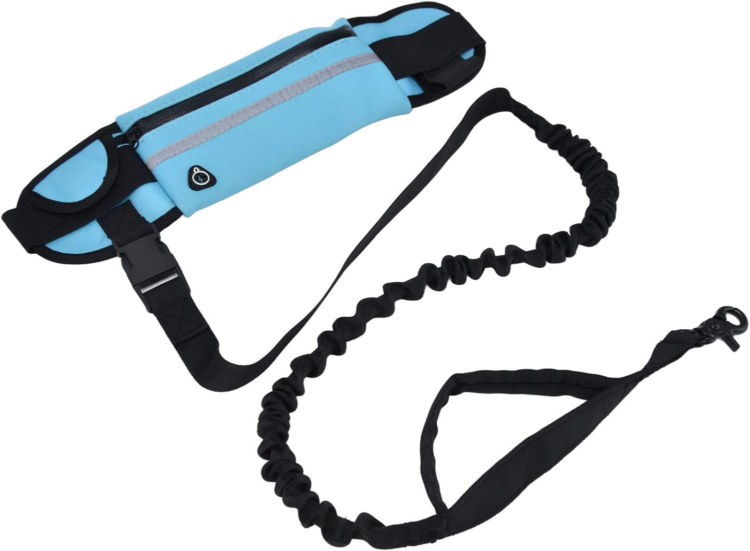 Correa de manos para perro con bolsa de cremallera para cachorro Cinto Correr, elástica duradera con tiras reflectantes, cinturón ajustable para