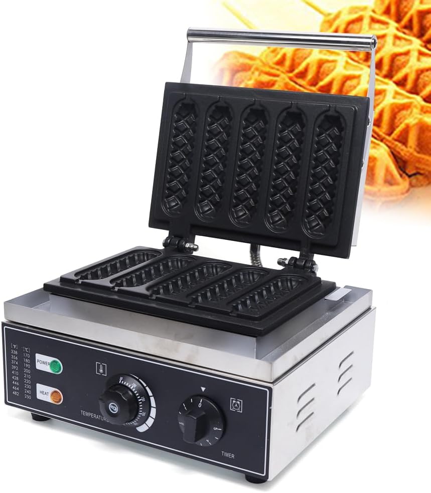 Máquina comercial para hacer gofres para perros de maíz, 5 piezas, máquina de perros calientes franceses, antiadherente, máquina para hacer gofres,