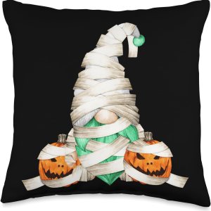 Lindas calabazas envolventes de momia para niños, cojín gráfico de gnomo de Halloween, 16 x 16 pulgadas, multicolor Lindas calabazas envolventes de momia para niños, cojín gráfico de gnomo de Halloween, 16 x 16 pulgadas, multicolor