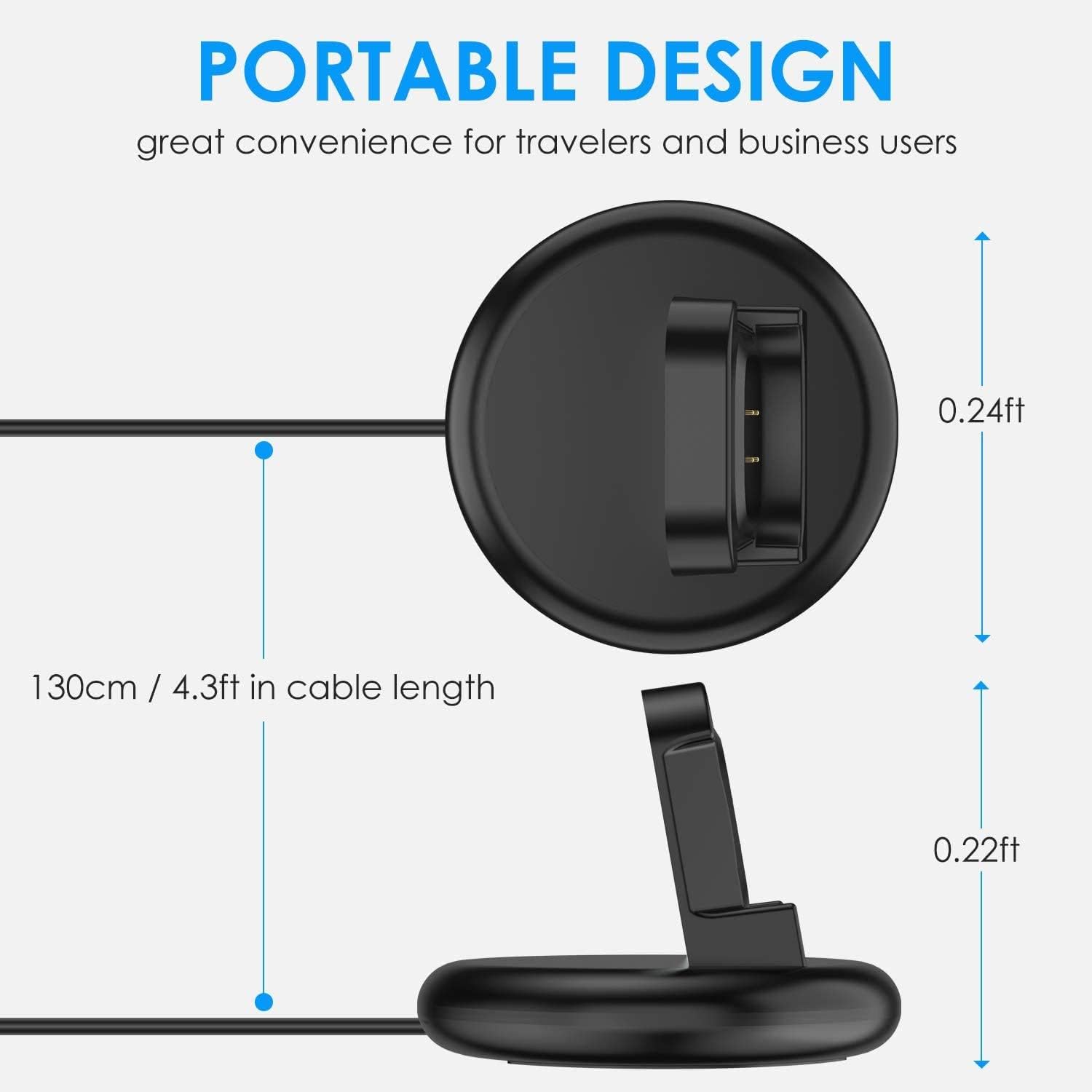 Base de carga compatible con Fitbit Sense 2Versa 4SenseVersa 3, soporte de carga antideslizante, cable USB de repuesto de cable USB de 4.3 pies,
