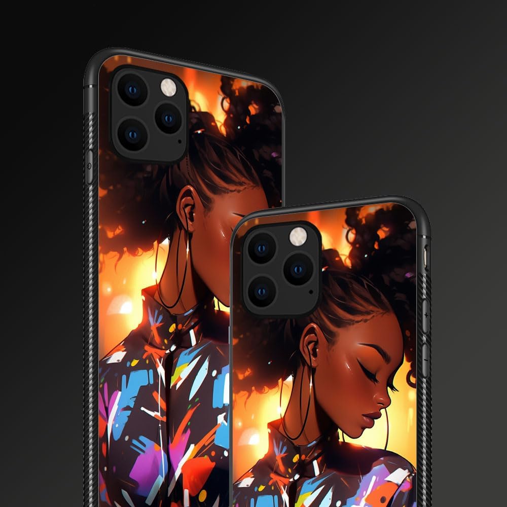 Funda compatible con iPhone 12, funda de niña negra afroamericana para iPhone 12 Pro, fundas para hombres y mujeres, diseño de patrón de regalo, a