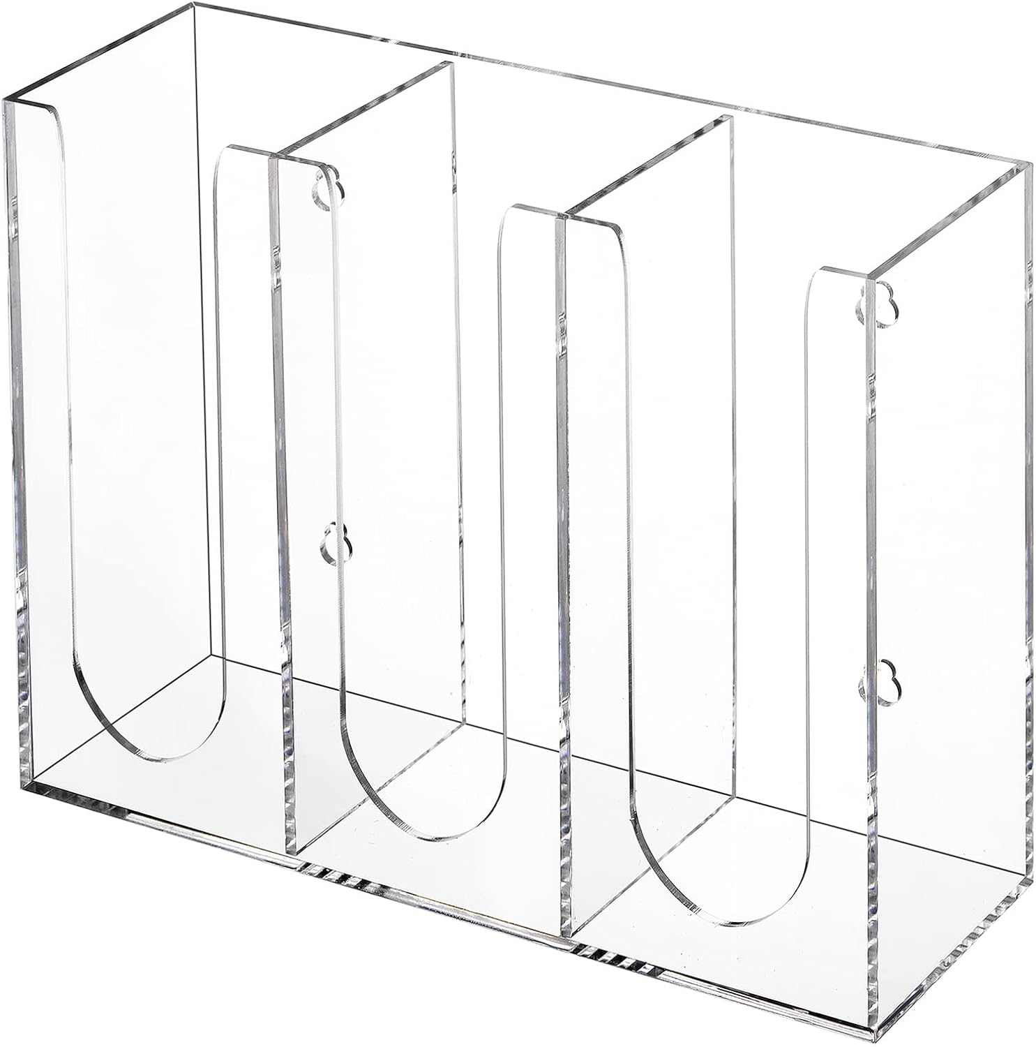 Suwimut Soporte organizador de almacenamiento de tapas y tazas de café de acrílico, 3 compartimentos, dispensador de vasos de papel desechable,