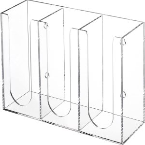 Suwimut Soporte organizador de almacenamiento de tapas y tazas de café de acrílico, 3 compartimentos, dispensador de vasos de papel desechable, Suwimut Soporte organizador de almacenamiento de tapas y tazas de café de acrílico, 3 compartimentos, dispensador de vasos de papel desechable,