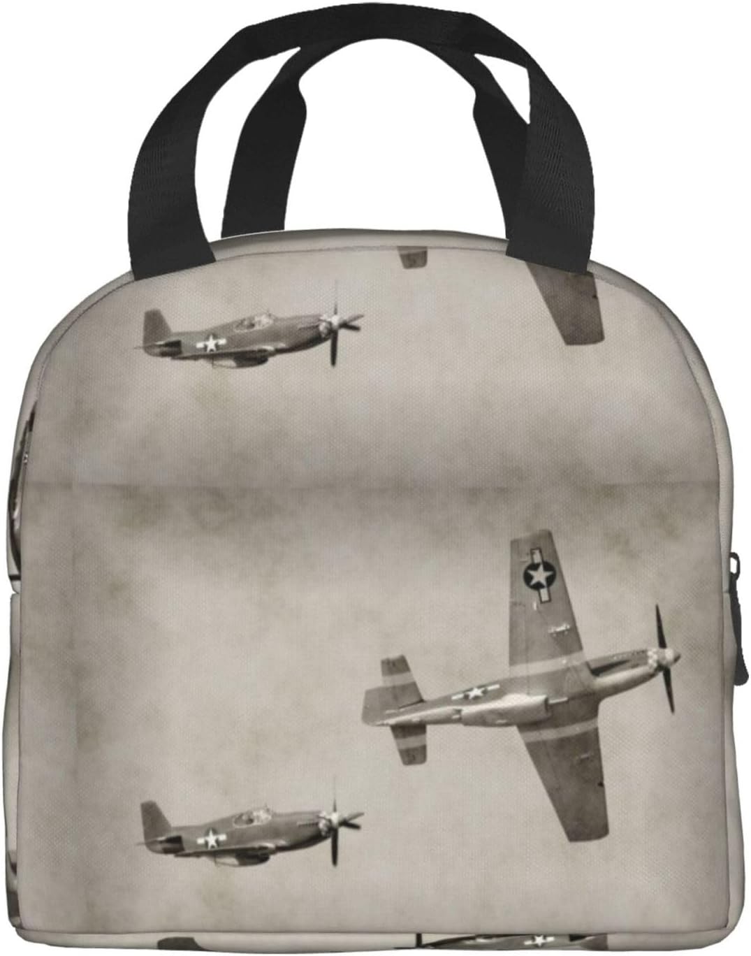 Bolsa de almuerzo con estampado de aviones de la Segunda Guerra Mundial, bolsas de almuerzo aisladas para mujeres y hombres, lonchera reutilizable