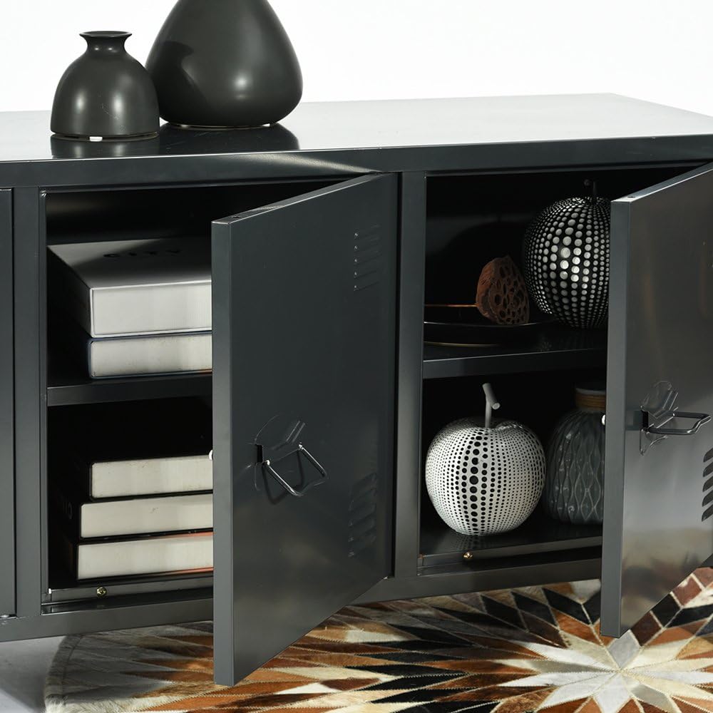 HouseinBox – Armario de almacenamiento de archivos para oficina (metal, 3 puertas, 3 en 1, 2 estantes, patas desmontables)