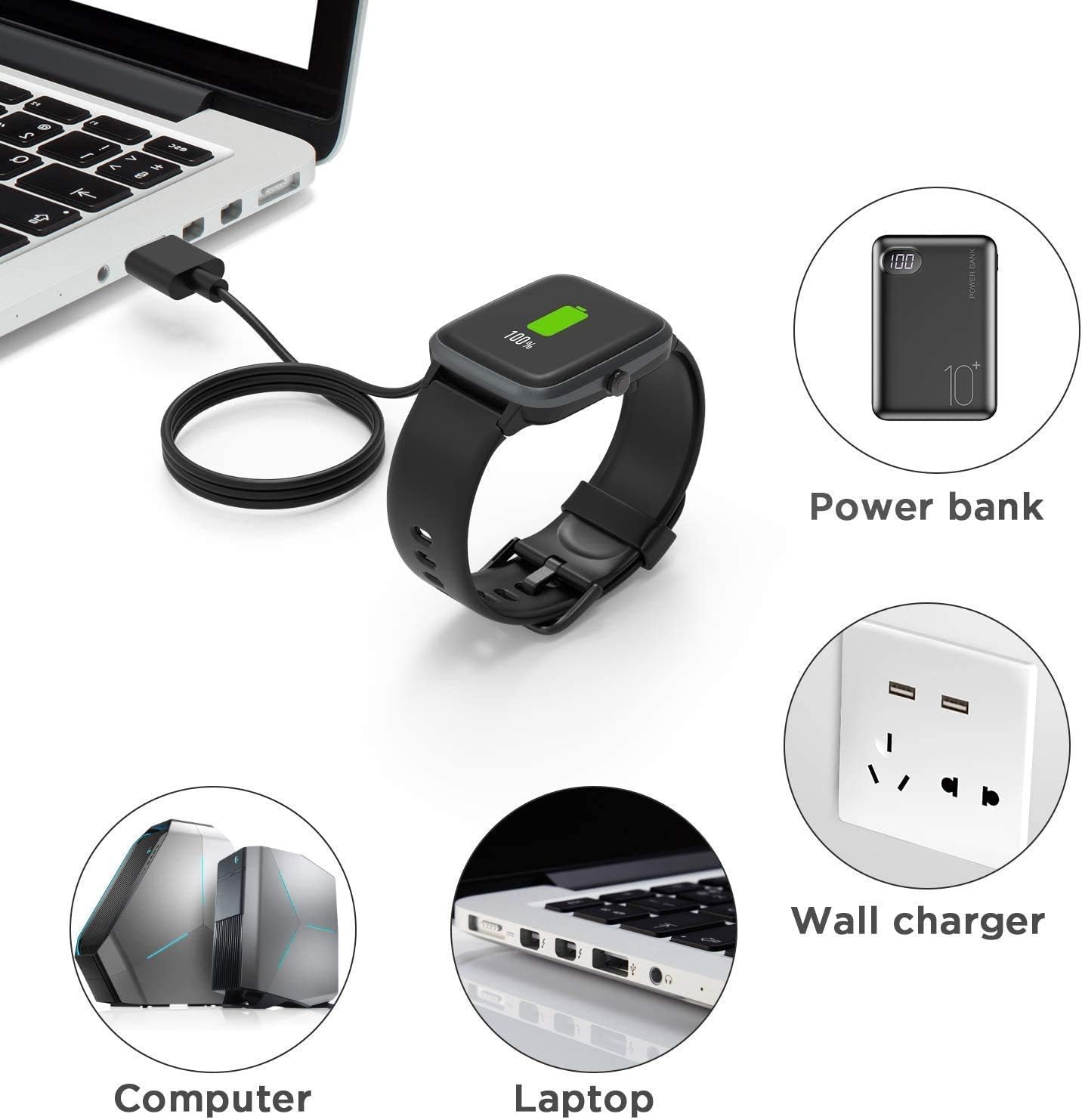 Compatible con el cargador de reloj inteligente Hwagol, cable de carga USB magnético Lamshaw compatible con reloj inteligente Hwagol Z40 de 1.85