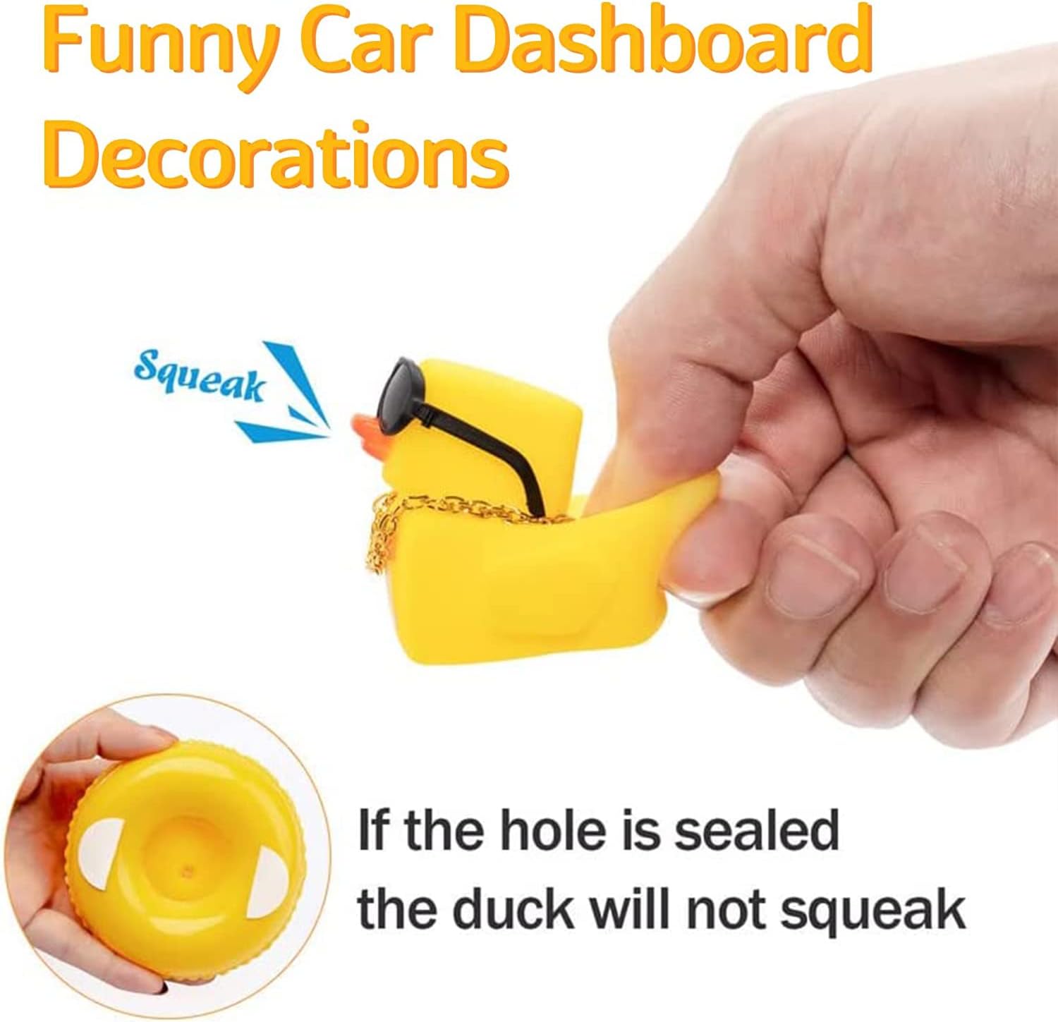 wonuu Decoración de pato de goma para automóvil, adorno para tablero de automóvil, accesorios de decoración de tablero de automóvil, con mini collar