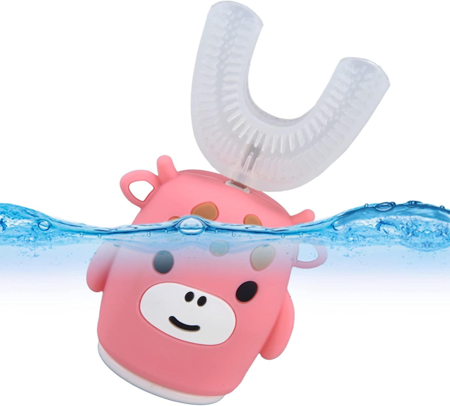 Cepillo de dientes eléctrico en forma de U para niños, cepillo de dientes de dibujos animados rosa, cepillo de dientes automático de 360, carga USB,