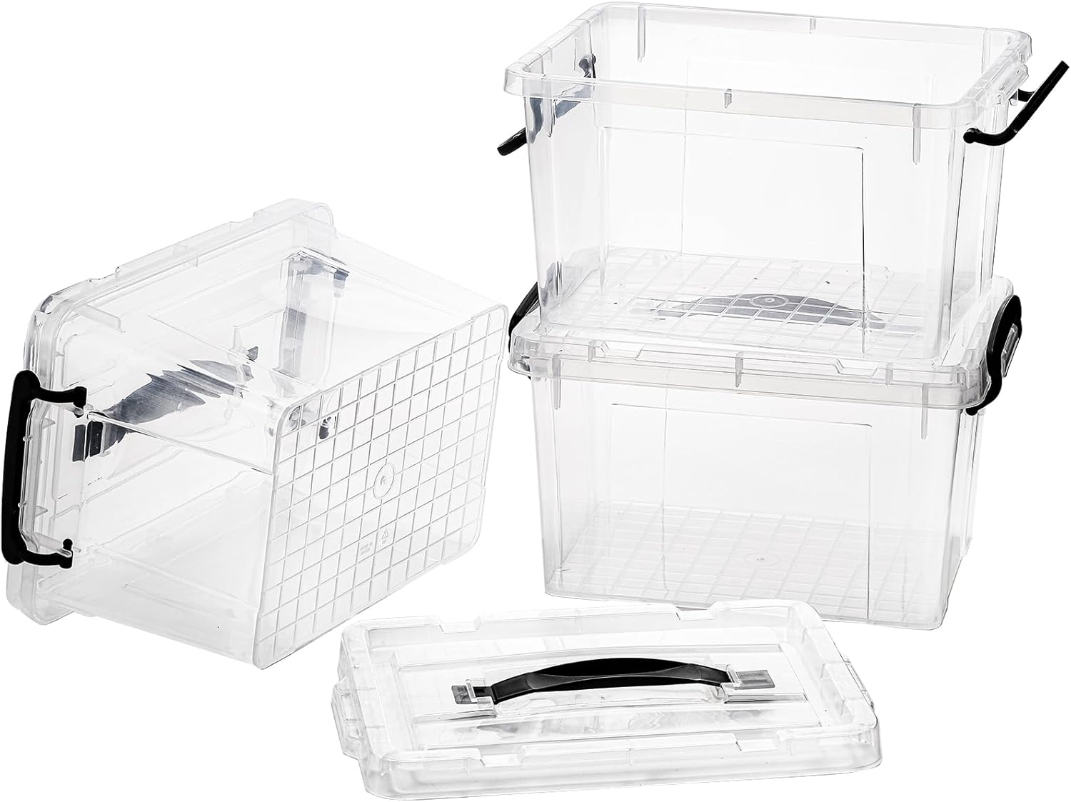 Nicunom Paquete de 4 cajas de almacenamiento transparentes de 6 cuartos de galón, contenedores de almacenamiento de plástico con tapas, caja de