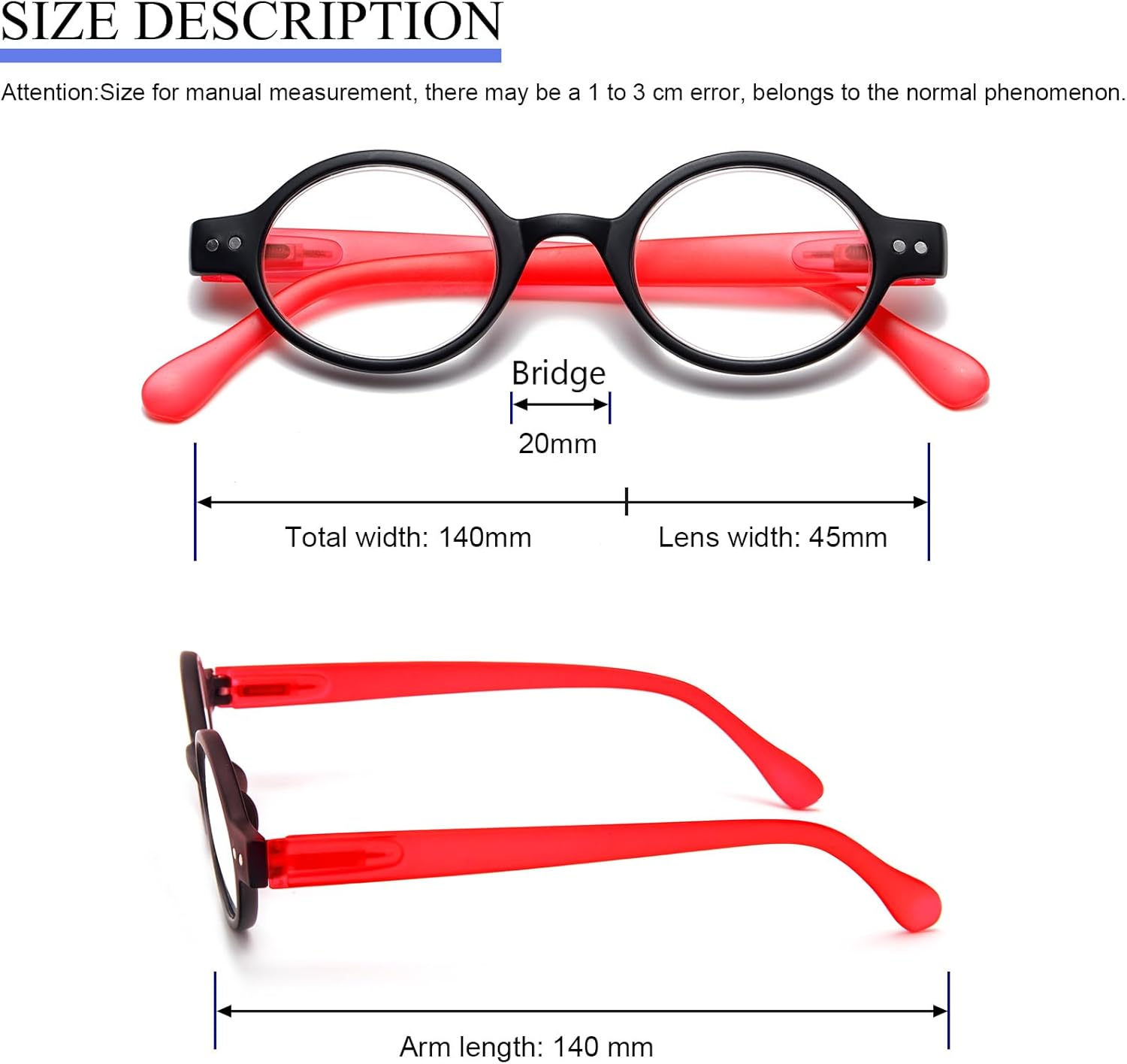 KoKoBin Paquete de 4 mini lentes de lectura redondos pequeños, cómodos para mujeres y hombres (multicolor4, 2.00)