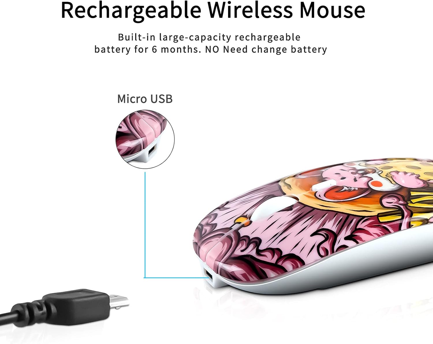 3C Light Ratón con cable USB con forma de panda, ratón portátil para computadora, ratón, pequeño, ratón óptico de escritorio, 1600 DPI, 3 botones