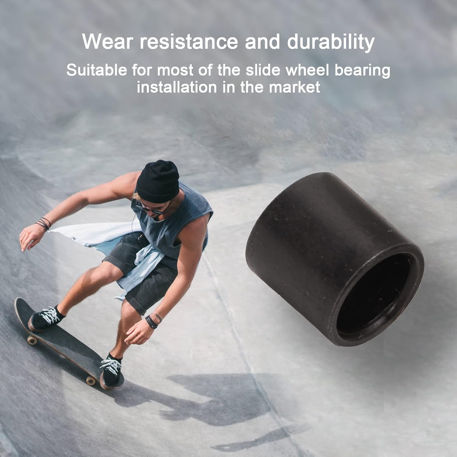 Juego de 40 rodamientos de longboard, espaciadores de rodamientos para monopatines y longboards, reparación de monopatines (negro)