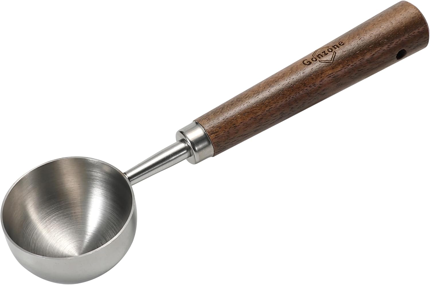 Gonzone Cuchara medidora de café vintage, acero inoxidable 304, cuchara de café, capacidad de 0.35 onzas, mango de nuez, perfecta para café, té y