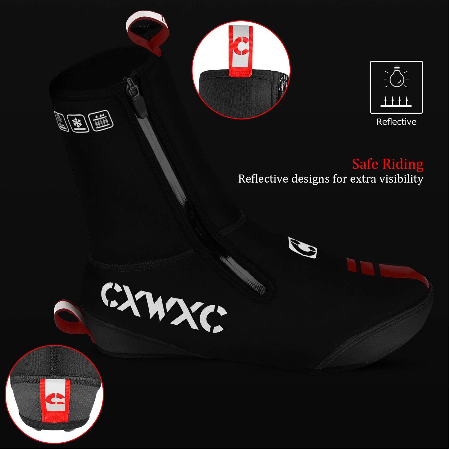CXWXC Fundas de neopreno impermeables para zapatos de ciclismo, para invierno, térmicos, cálidos, para hombres y mujeres, botas de bicicleta de