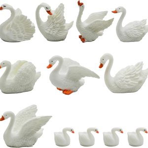 12 mini figuras de cisne blanco de 2 pulgadas para decoración de pasteles de cisne en miniatura, cisnes de resina, accesorios de jardín de hadas 12 mini figuras de cisne blanco de 2 pulgadas para decoración de pasteles de cisne en miniatura, cisnes de resina, accesorios de jardín de hadas