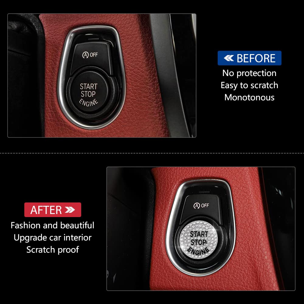 PIFOOG Accesorios brillantes para el botón de arranque del motor con purpurina de BMW, calcomanías decorativas para BMW 2 3 4 5 Series X3 X5 X1 X2