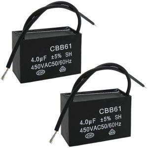 Twidec 2 unids 450 V AC 5060 Hz Condensadores de película de polipropileno metalizado de 2 hilos para ventilador de techo Motor Start Run 4uf CBB61-4 Twidec 2 unids 450 V AC 5060 Hz Condensadores de película de polipropileno metalizado de 2 hilos para ventilador de techo Motor Start Run 4uf CBB61-4