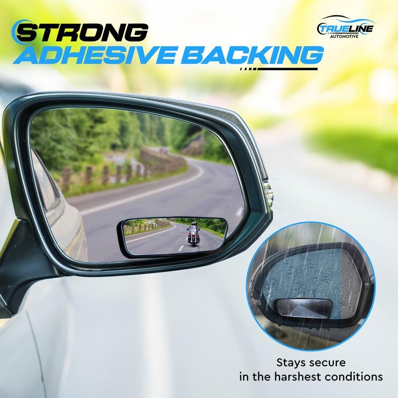 True Line Automotive Paquete de 2 espejos de punto ciego para automóvil, espejo rectangular de punto ciego para automóvil con visión ajustable de