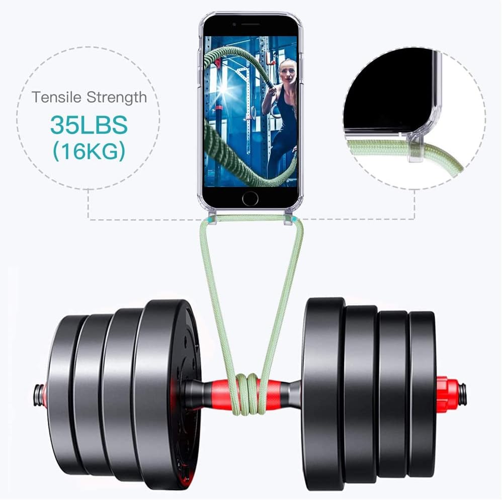 CAROKI Funda transparente para iPhone SE 2022, funda cruzada para teléfono iPhone 78 con correa ajustable de nailon para el cuello, soporte