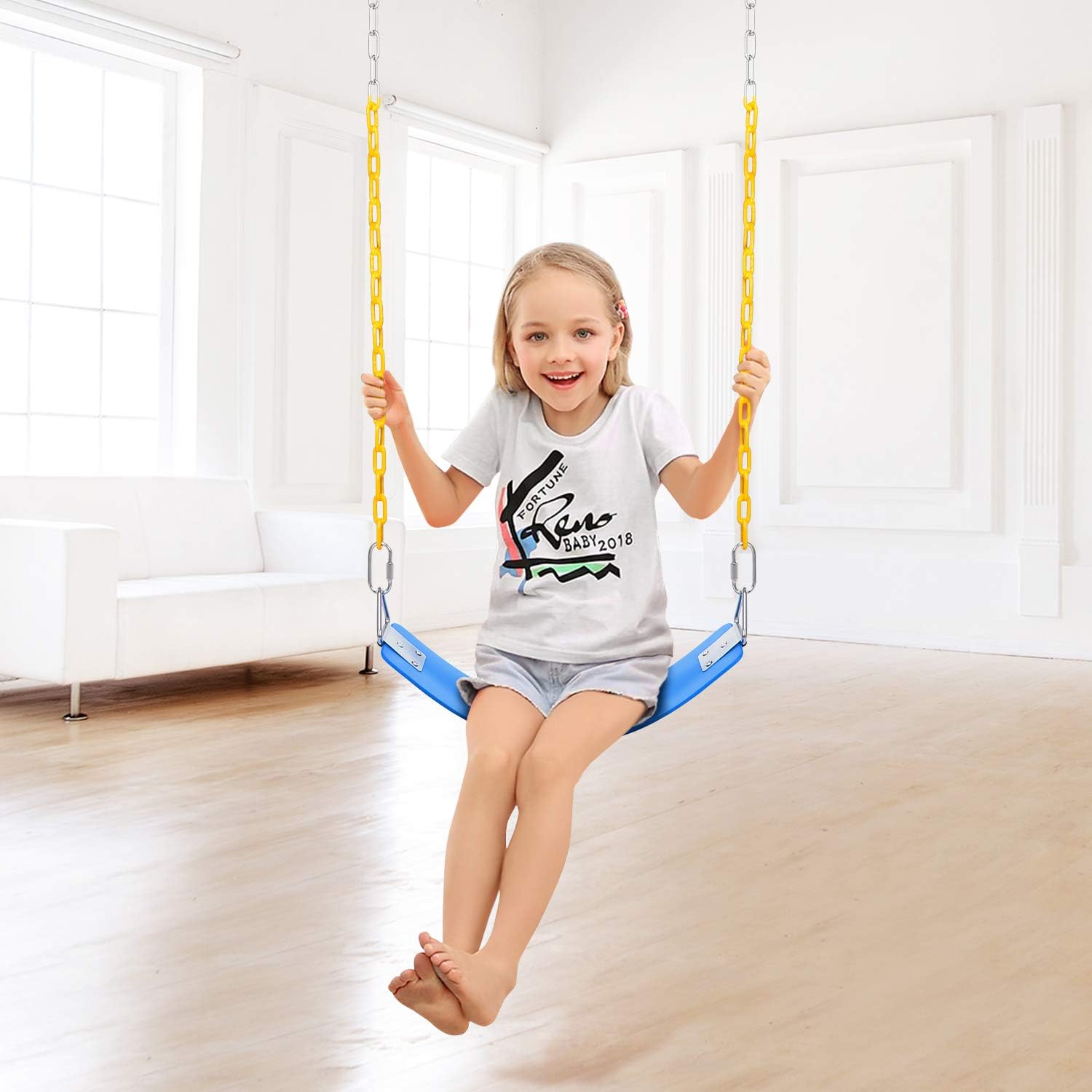 AGPTEK – Juego de columpio, asiento de columpio con cadenas antioxidantes de 66 pulgadas con revestimiento termoplástico, soporta 250 libras,