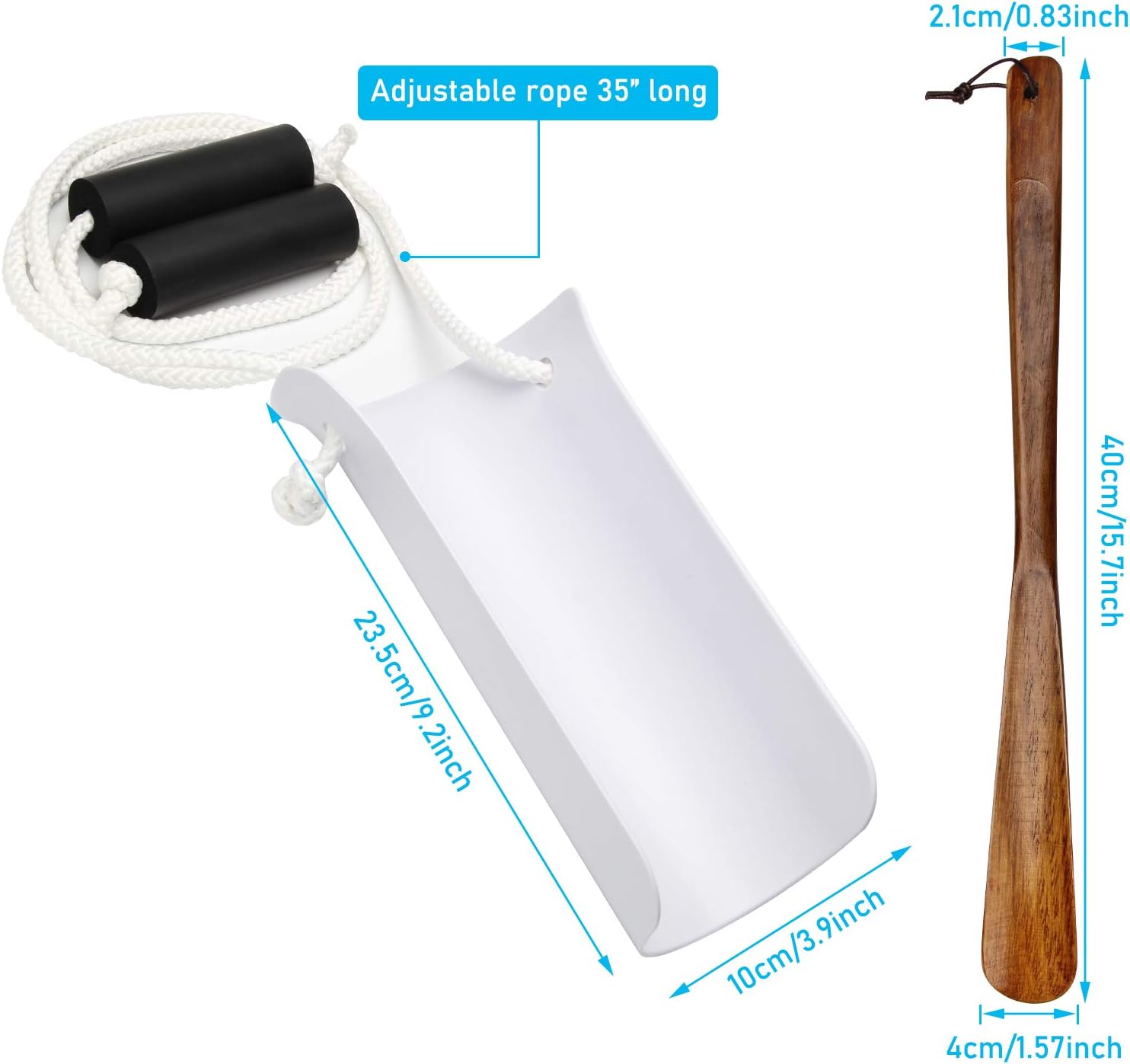 AHIER Kit de ayuda flexible para calcetines con cuerno de zapatos, ayuda para tirar de calcetines fácil de poner y quitar, ayuda para calcetines con